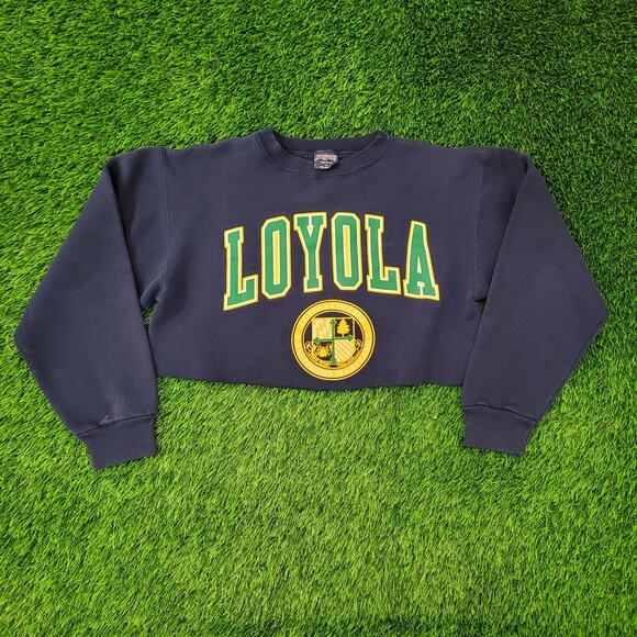 Vintage 90s Loyola College Sweatshirt Womens Large 21x15 Cropped USA - Picture 1 of 16